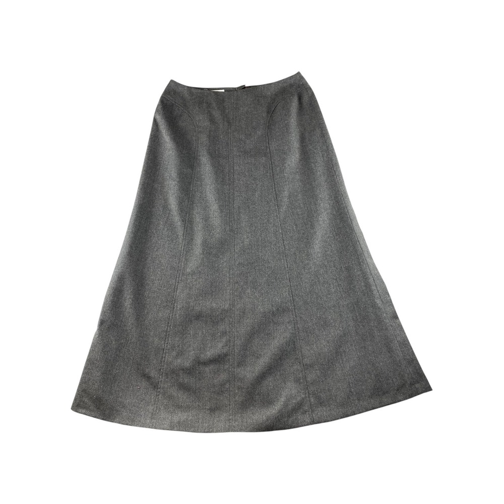 Talbots Midi Skirt Gray Herringbone Pleated A-Line‎ Size 10
